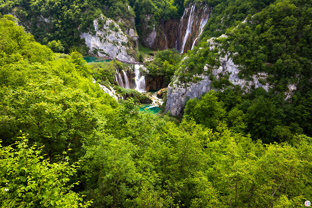 View towards the upper lakes from Entrance 1, Plitvice National Park