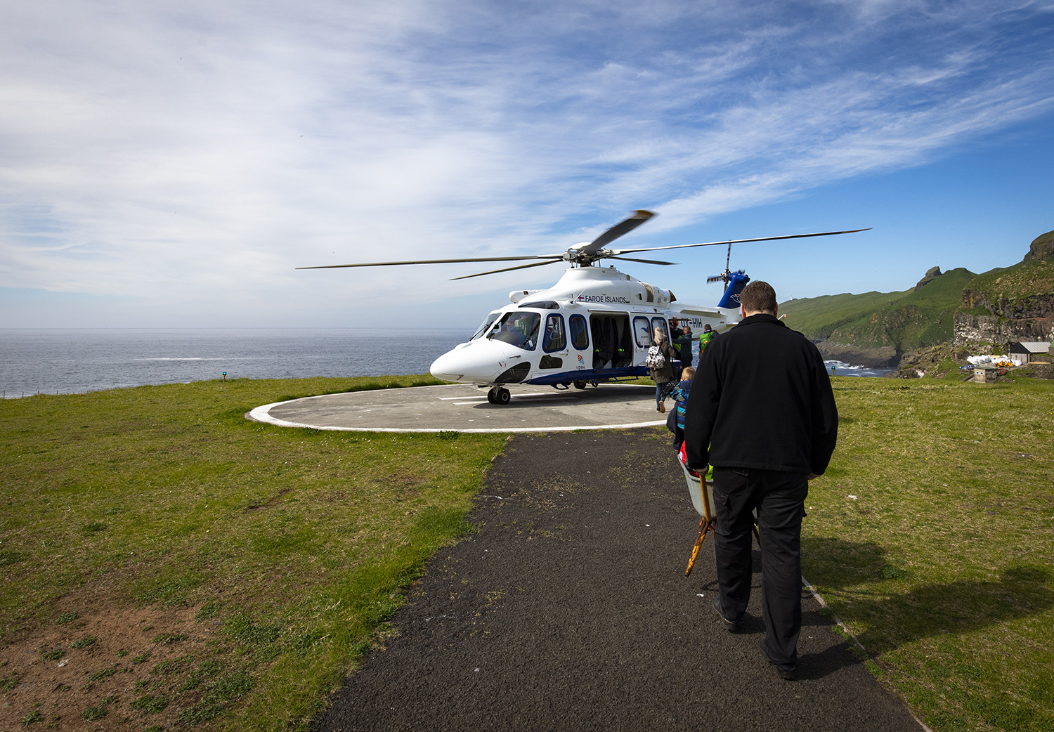 Helicopter, Mykines, Faroe Islands