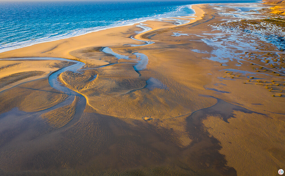 Playa de Sotavento at low tide, drone view, Best Places to See and Photograph on Jandia Peninsula, Fuerteventura