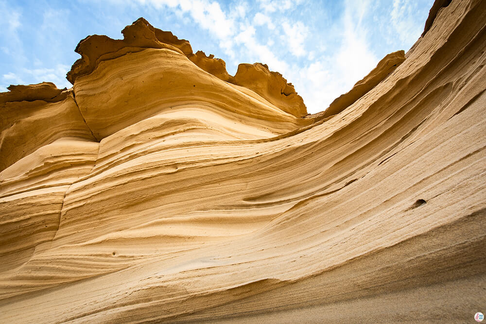 Eroded sandstone on the path leading to Roque Del Moro, Fuerteventura