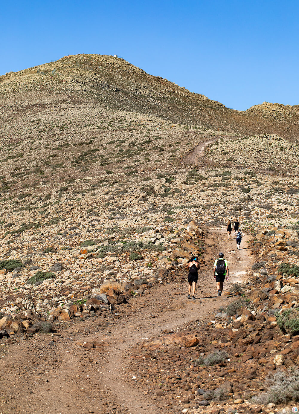 Tourists hiking to Pico de la Zarza, Jandia Peninsula, Fuerteventura