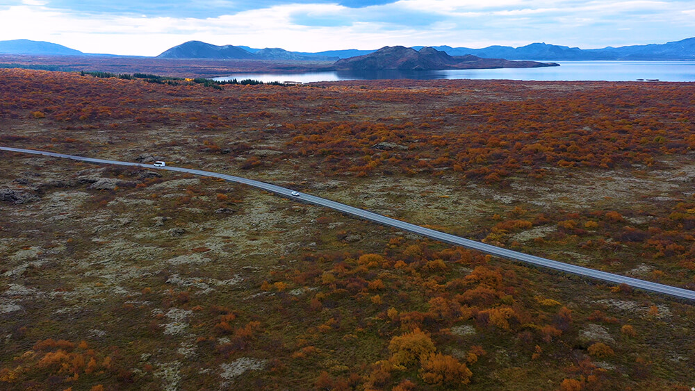 Road in Thingvellir National Park, Golden Circle, Iceland