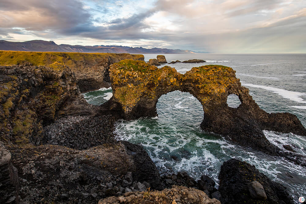 Gatklettur rock formation in Arnarstapi, Snaefellsnes Peninsula, West Iceland