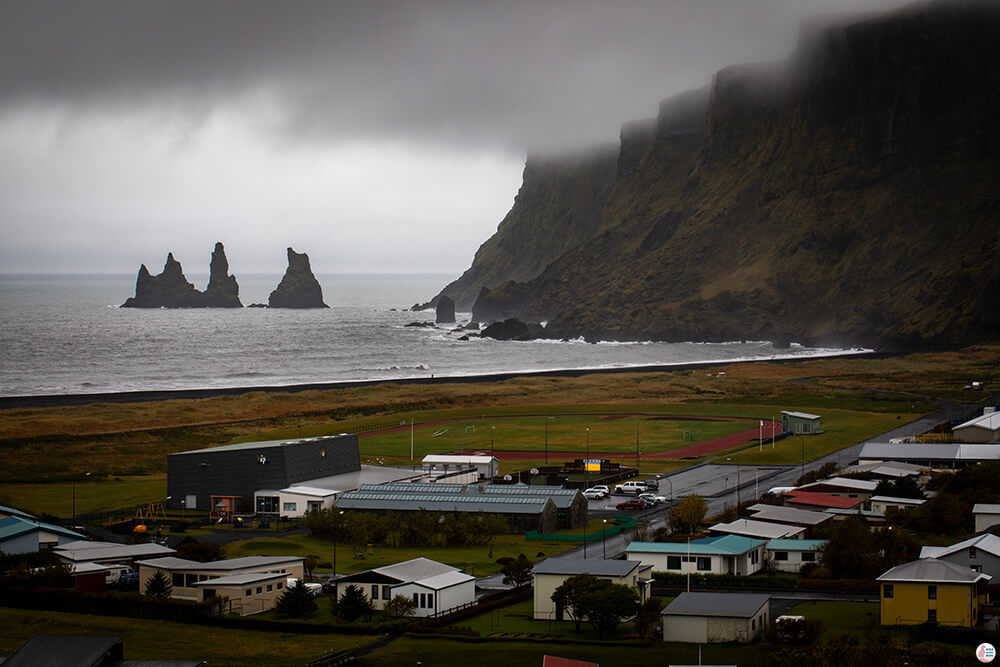 Vik and Reynisdrangar in the distance, South Iceland