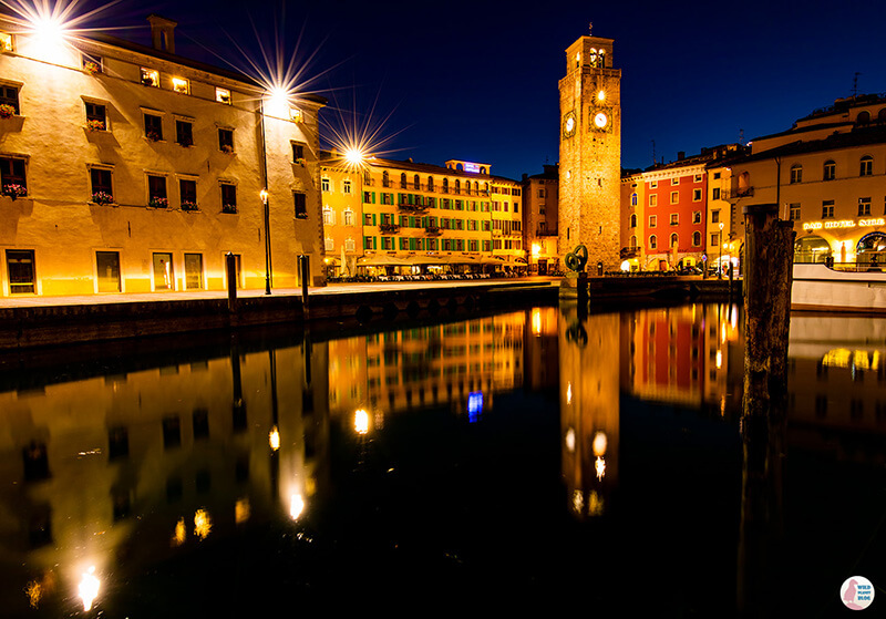 Riva del Garda by night, Lake Garda, Italy