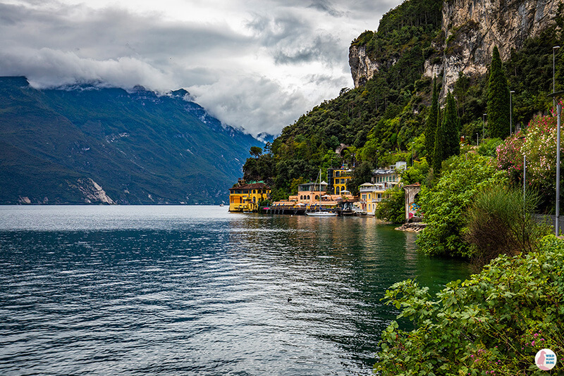 View towards Lake Garda from the west side of Riva del Garda, Italy Riva del Garda, Lake Garda, Italy