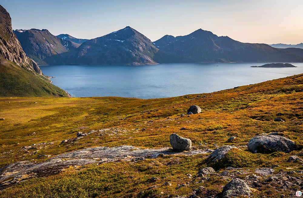 Views from Brosmetinden hiking trail, Kvaløya, Troms, Northern Norway