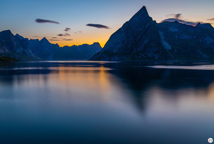 Mountain view from Hamnøy and Sakrisøy fishing villages, Lofoten, Northern Norway