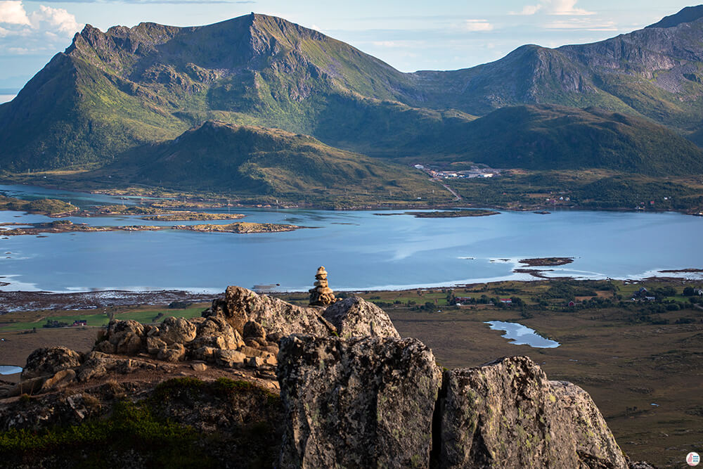 View from Hoven Mountain Peak, Gimsøya, Lofoten, Nothern Norway