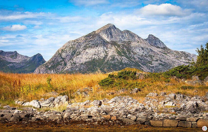 Raftsundet landscape during sea eagle safari from from Svolvær While Visiting Lofoten Islands, Northern Norway