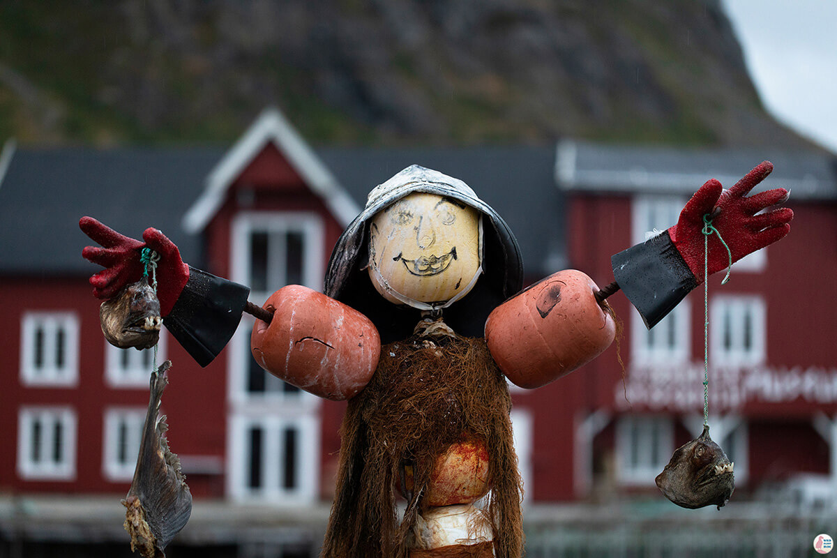 Puppet in the centre of Å fishing village, Lofoten, Northern Norway