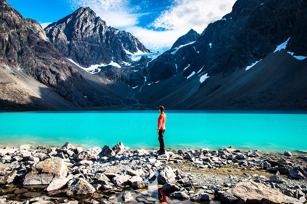 Me standing next to Blåisvatnet in Lyngen Alps, Northern Norway