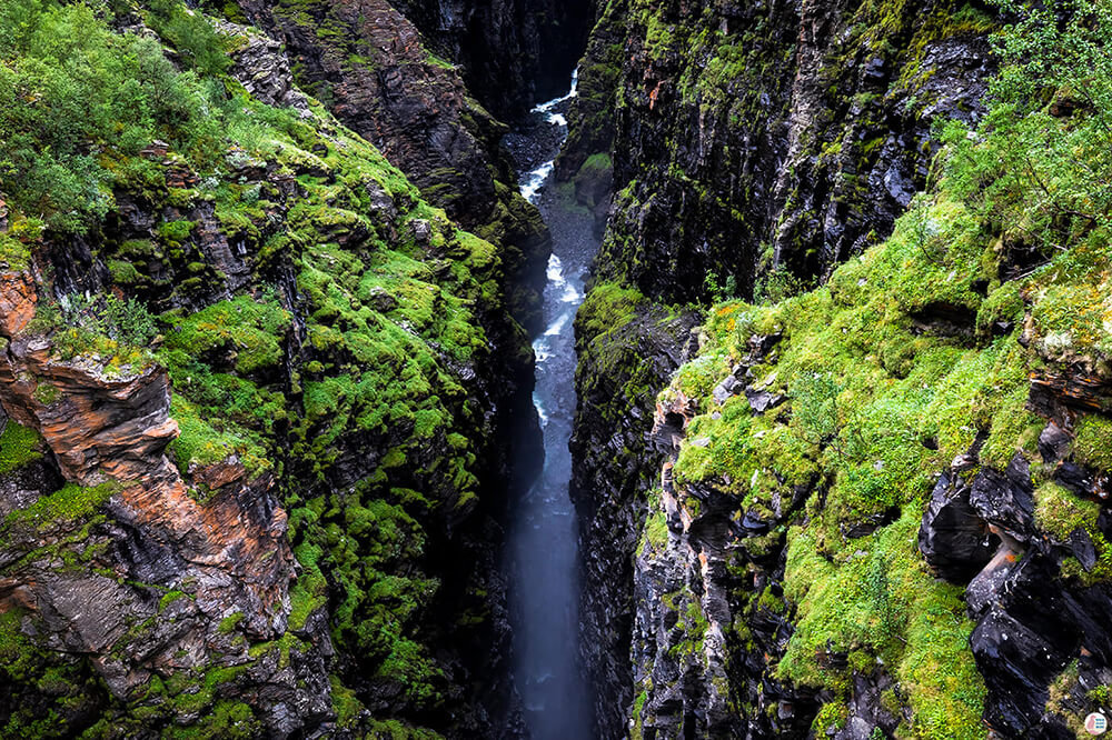 View towards the canyon rom Gorsa Bridge, Lyngen Alps, Northern Norway