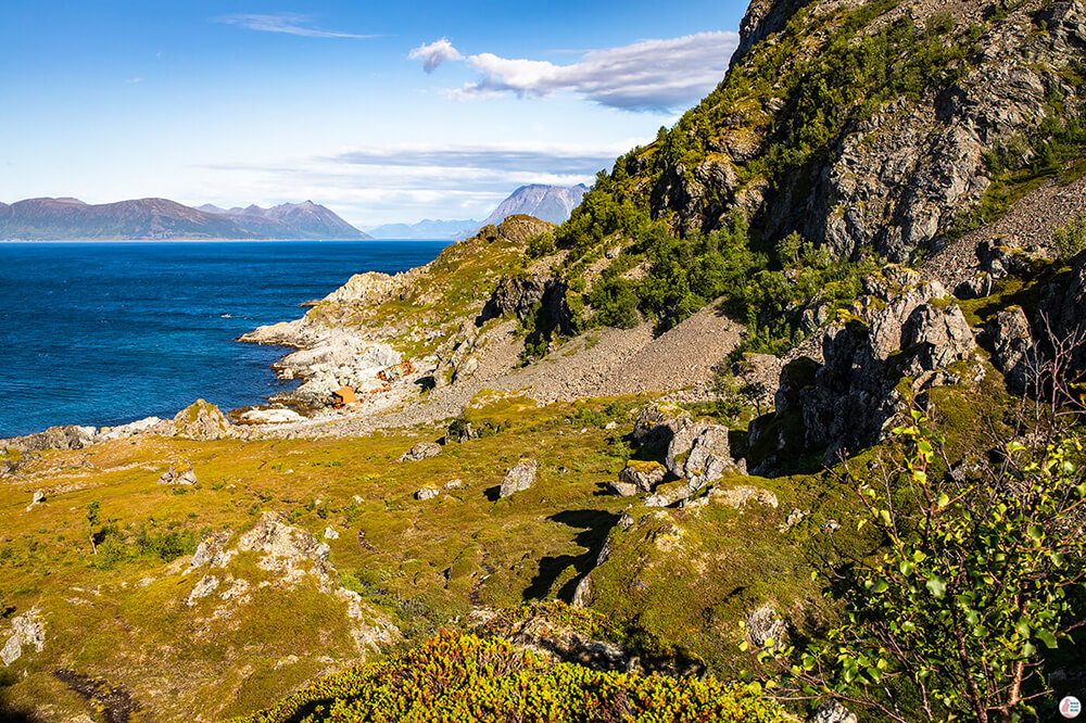 Ship wreck in the distance at Lyngstuva, Lyngen Alps, Northern Norway