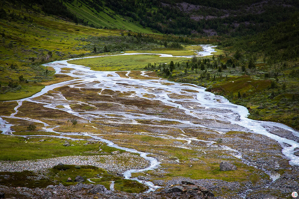 Steindalsbreen glacier river, Lyngen Alps, Northern Norway