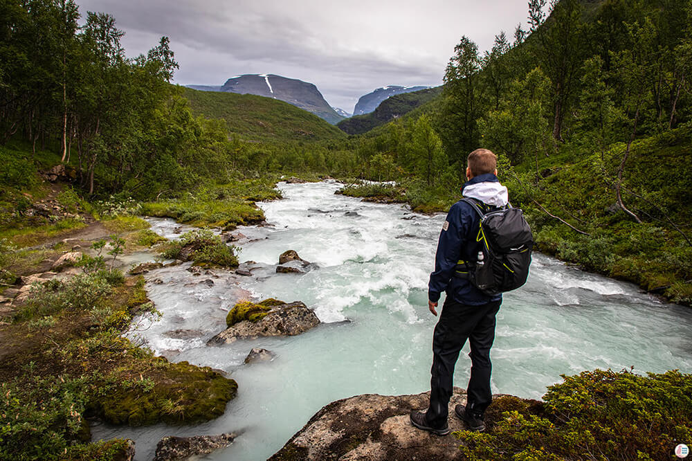 Glacier river along the Steindalsbreen Glacier hiking trail, Lyngen Alps, Northern Norway