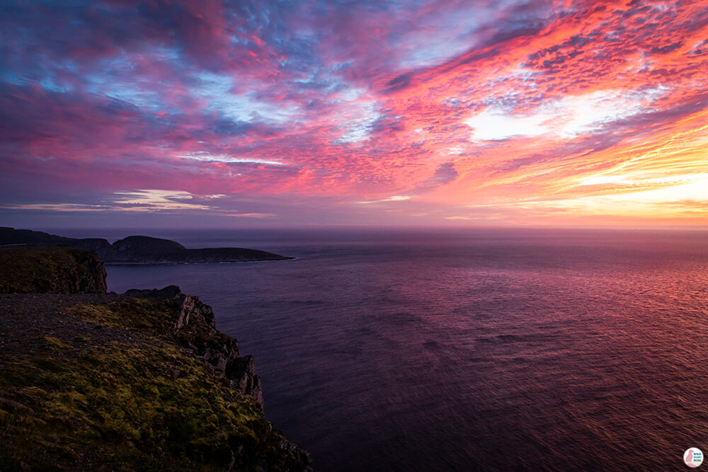 Red skies at North Cape, Nordkapp, Northern Norway