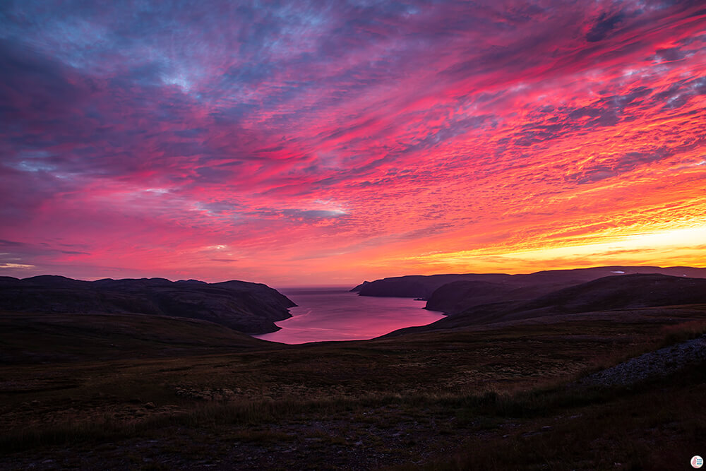 Red skies at North Cape, Nordkapp, Northern Norway