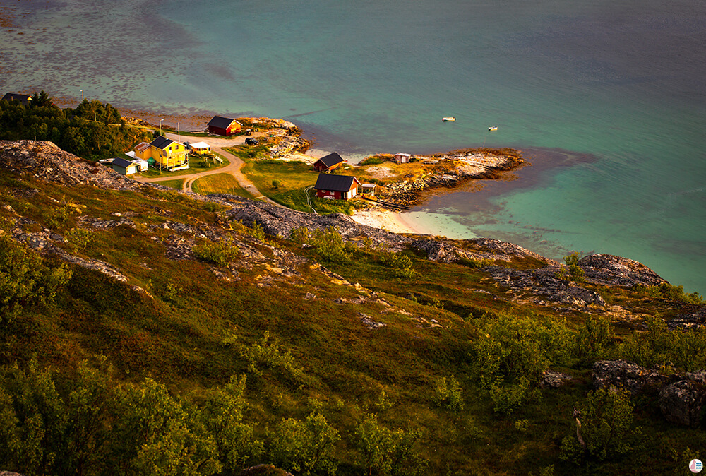 Brensholmen fishing village, view from Ørnfløya hiking trail, Troms, Northern Norway