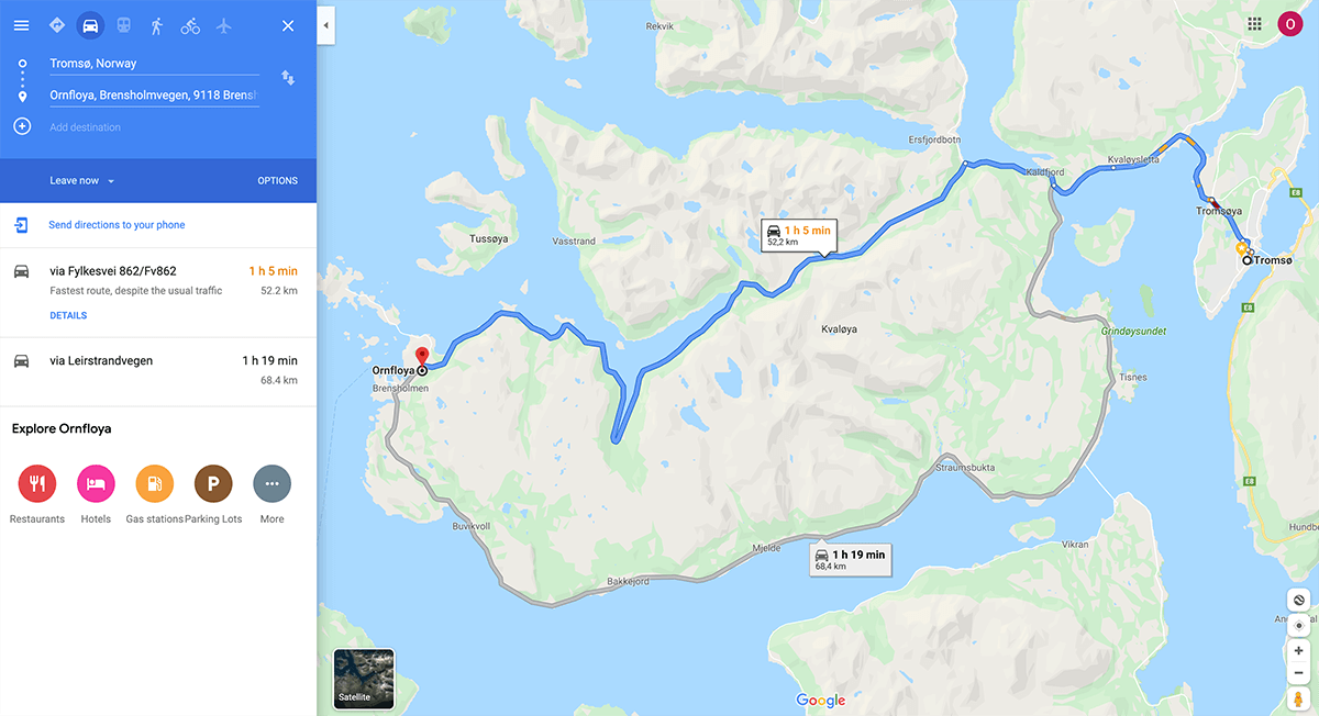 Road to Ørnfløya from Tromsø,  Northern Norway