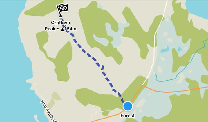 Ørnfløya hiking trail map, Troms, Northern Norway