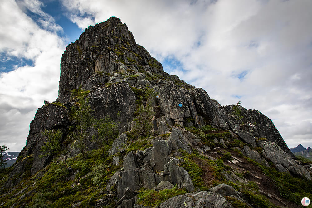 Steep and exposed part of Barden hiking trail, Senja, Northern Norway