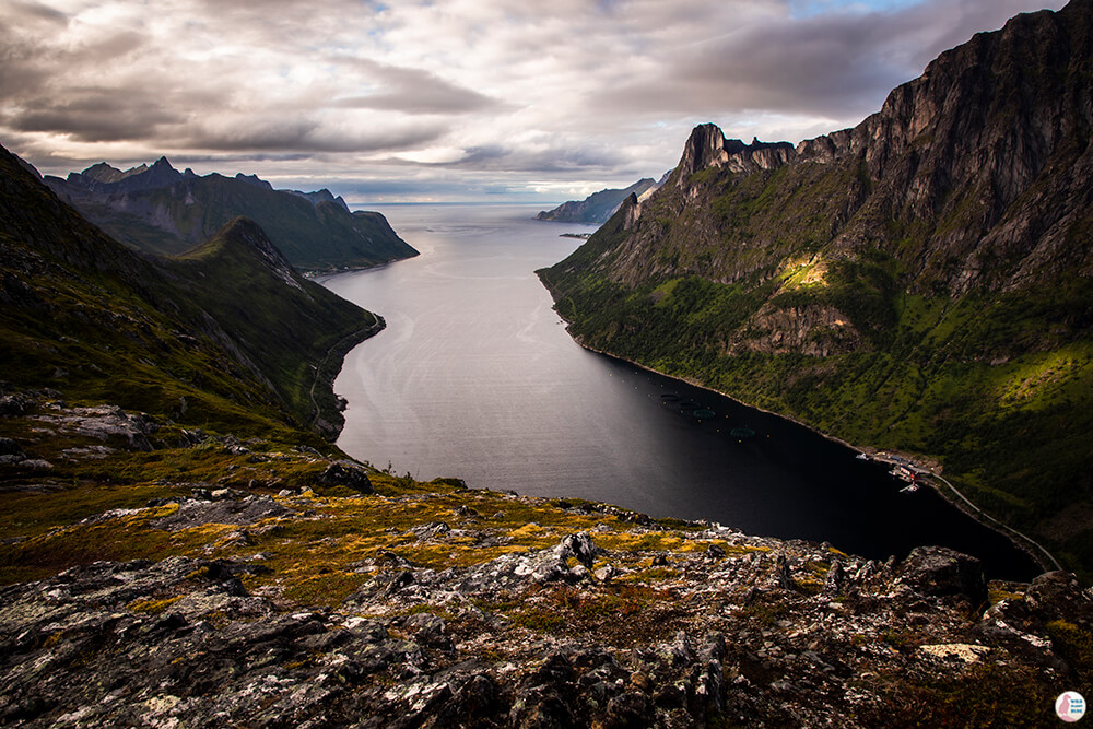 View towards Ørnfjord from Barden hiking trail, Senja, Northern Norway View towards Ørnfjord from Barden hiking trail, Senja, Northern Norway