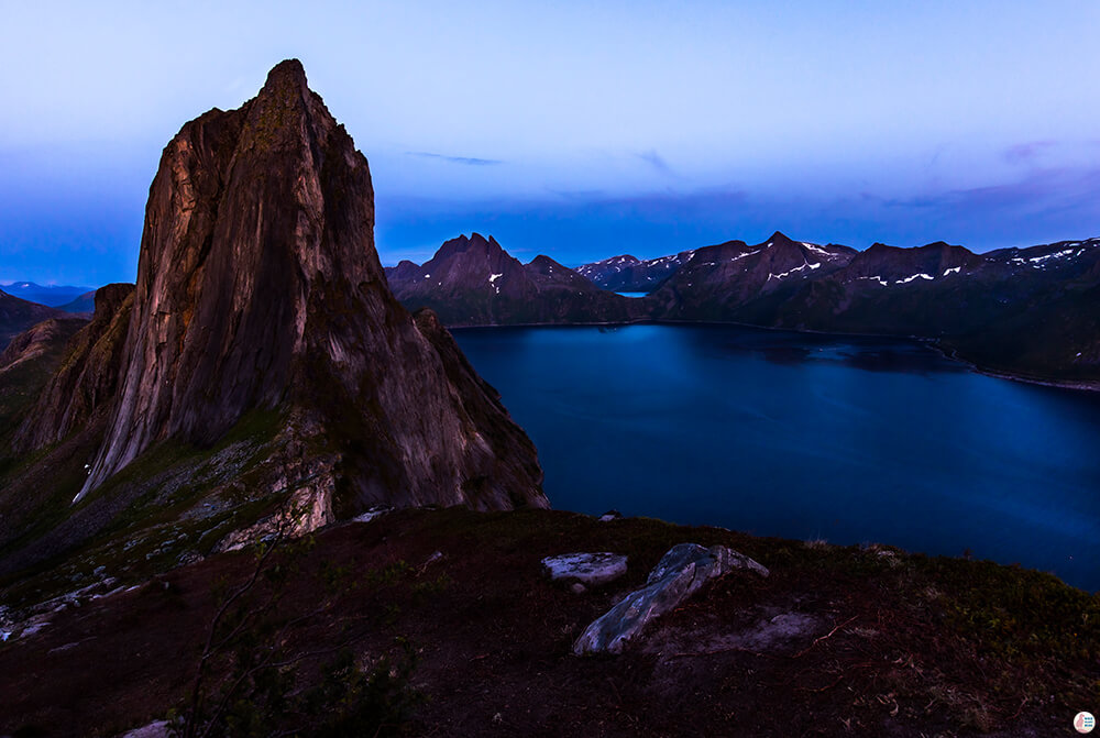 Segla mountain peak viewed from Hesten peak, Senja, Northern Norway