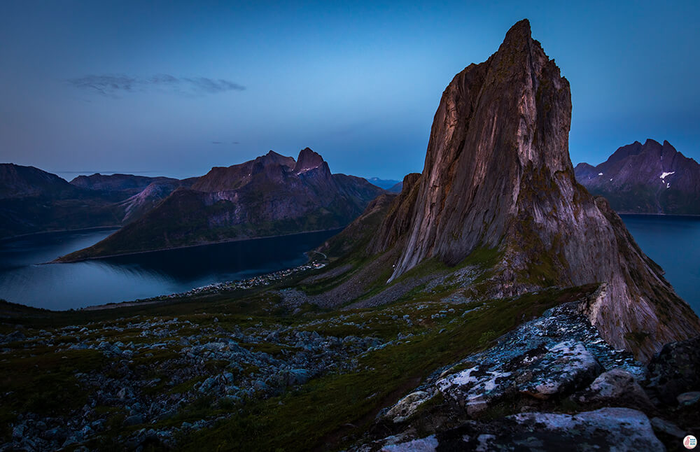 Segla mountain peak viewed from Hesten peak, Senja, Northern Norway