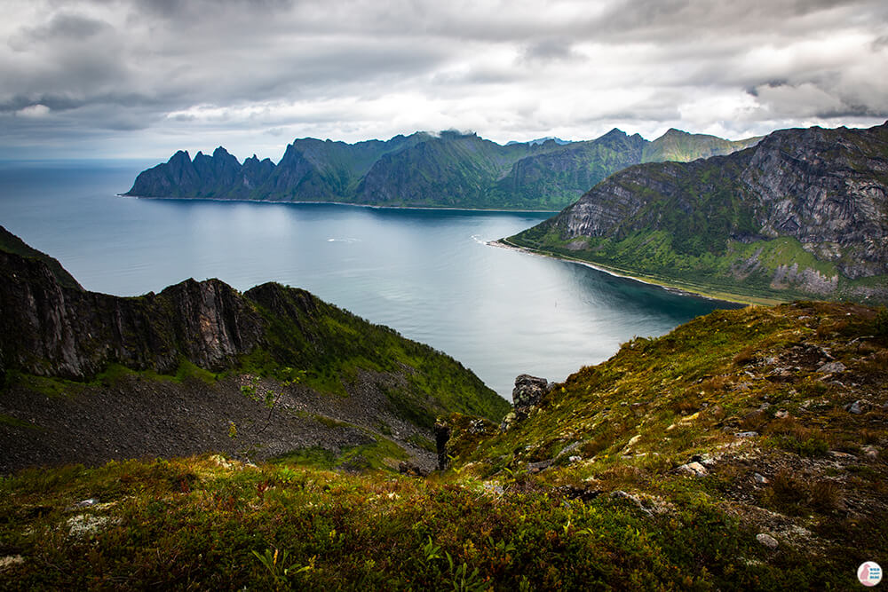 View from Husfjellet hiking trail towards Ersfjord, Senja, Northern Norway