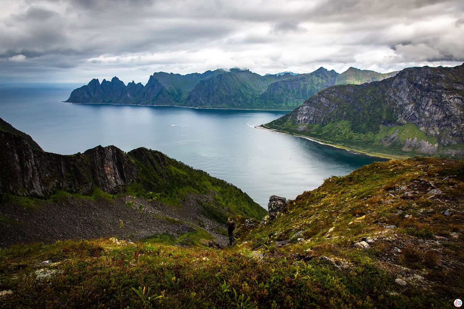 Amazing view from Husfjellet hiking trail, Senja Island, Northern Norway