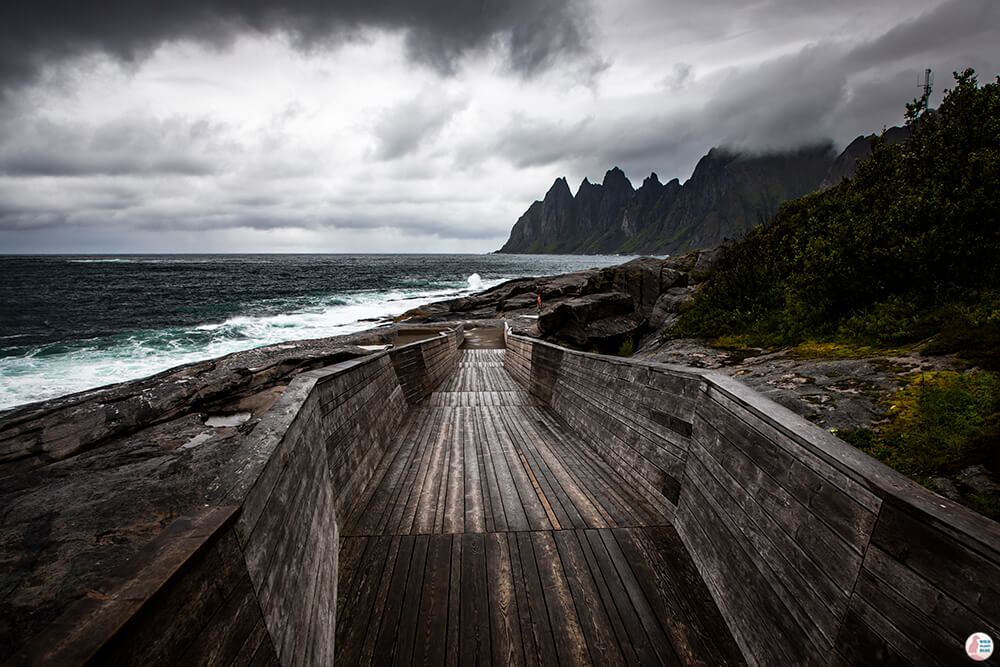 Tungeneset viewpoint on a rainy day, Senja, Northern Norway