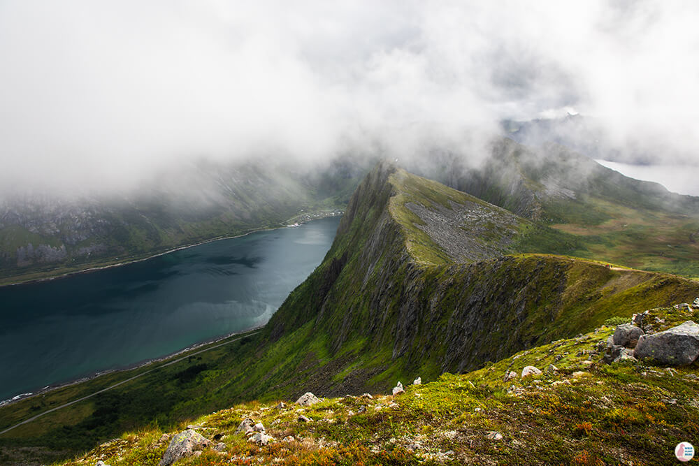 View from Husfjellet peak towards Steinfjord, Senja, Northern Norway