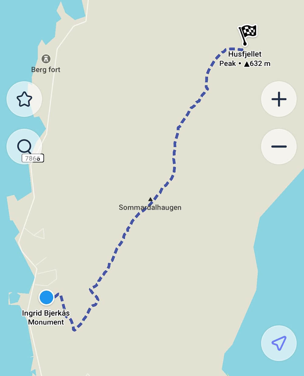 Husfjellet trail map, Senja, Northern Norway