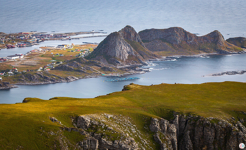 Hiking on Værøy island, Lofoten, Norway