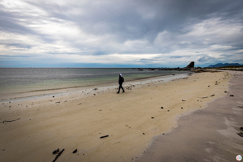 Lonely beach in Nordlandshagen, Værøy, Lofoten, Norway