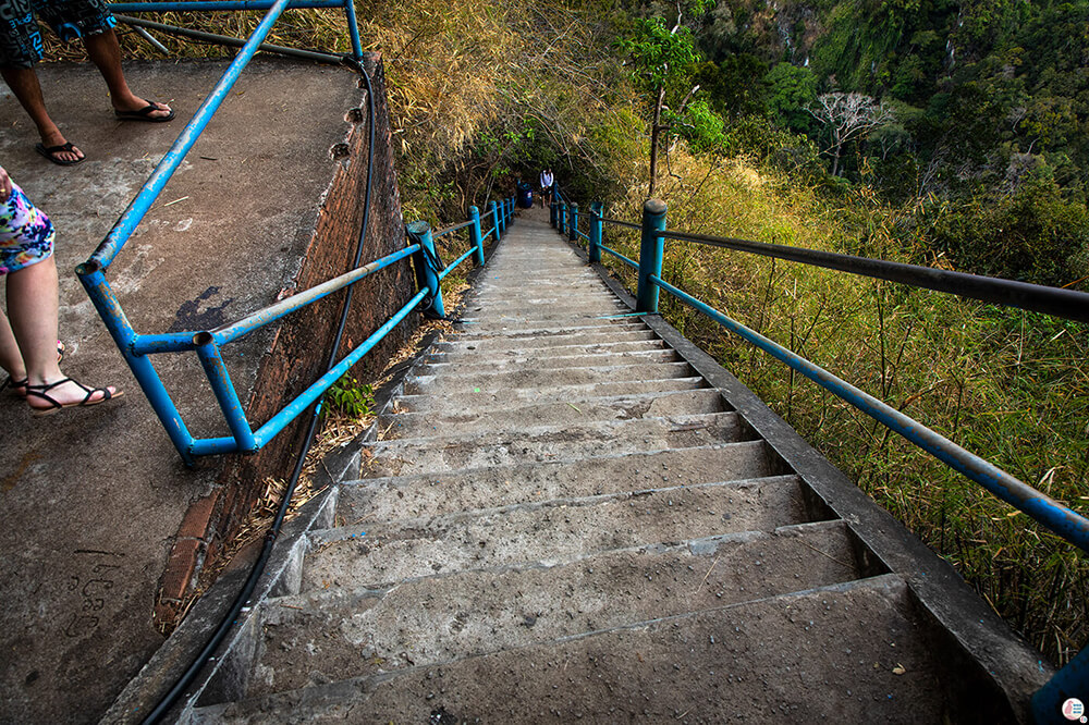 The steps at the Tiger Cave Mountain Temple, Krabi, Thailand