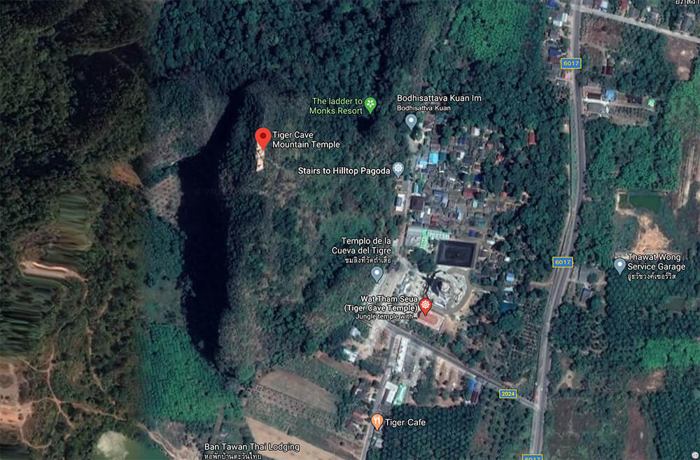 Map of Tiger Cave Mountain Temple, Best Viewpoints to Hike and Photograph in Krabi, Thailand
