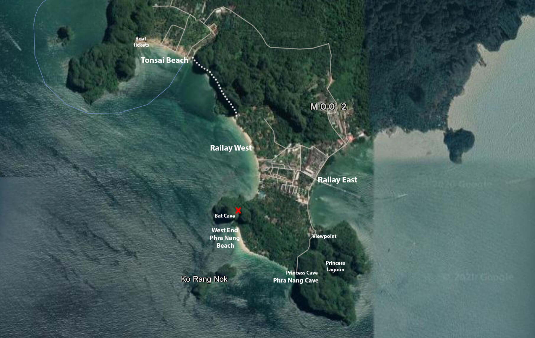 Railay Bay Map, Krabi, Thailand